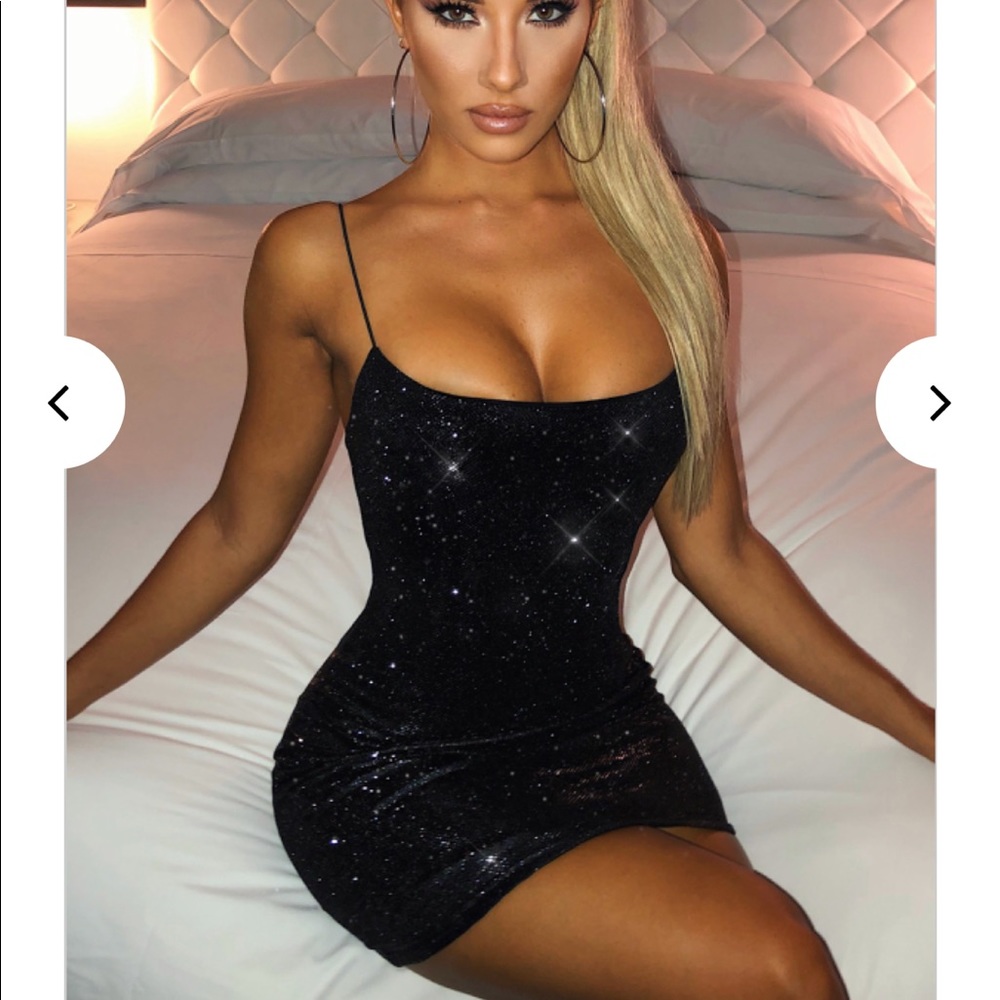 BabyBoo Fashion Mikayla black glitter mini dress